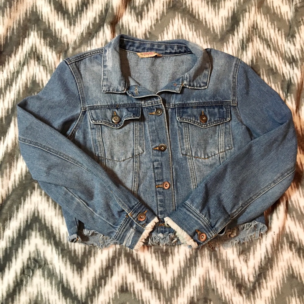 Distressed jean jacket